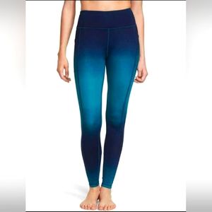 NWT Victoria's Secret Essential Blue Teal Ombre Pocket Leggings Large Regular
